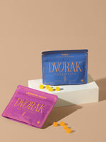 Photo of Yuzu and Lavender Peach packages on display